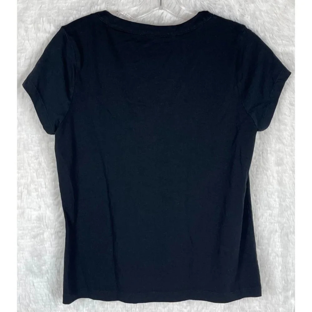 St. John's Bay Medium Black Short Sleeve Shirt 100% Cotton - Picture 3 of 6